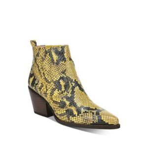 NWT SAM EDELMAN Womens Yellow Snake Western Winona Leather Booties 7.5 M
